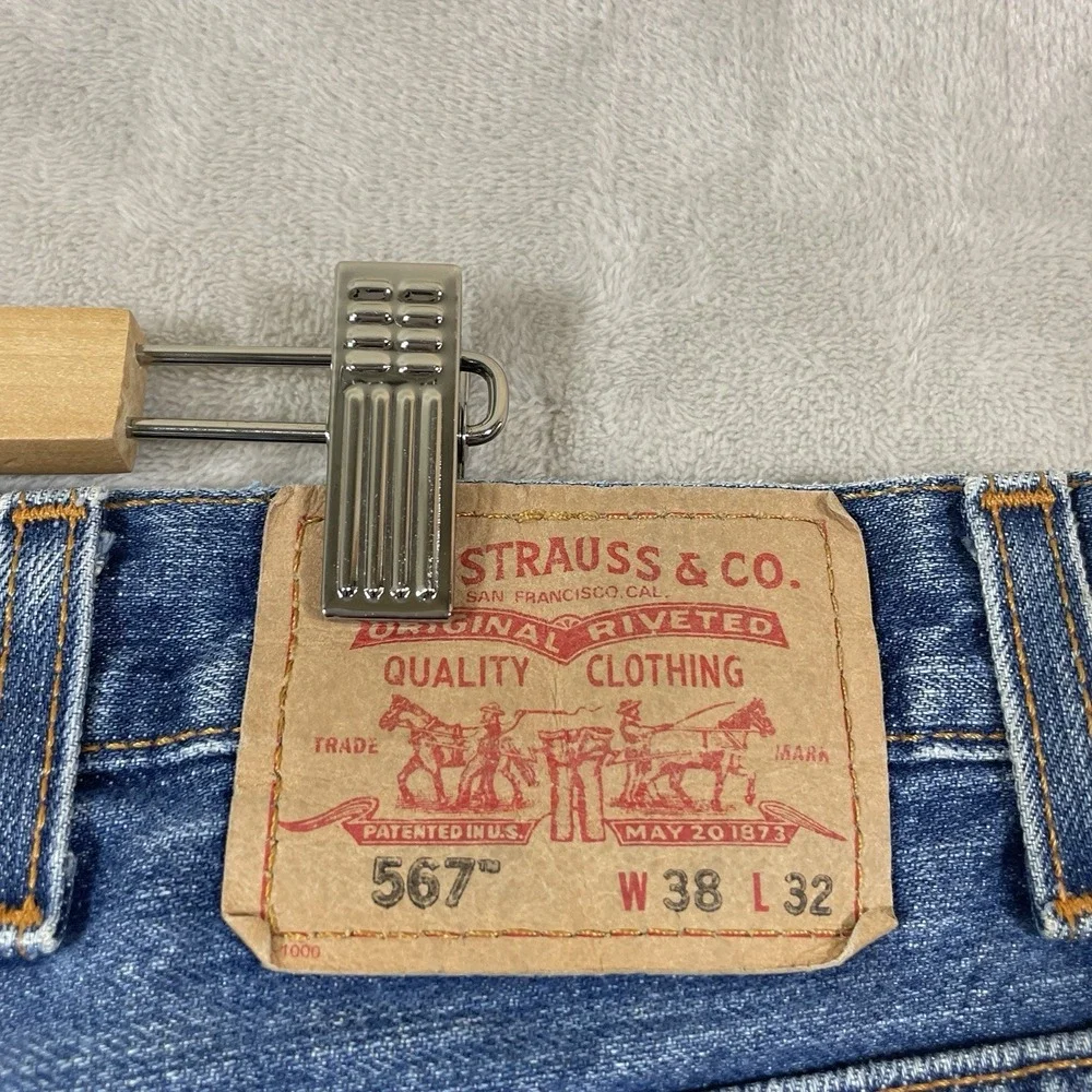 Vtg Levis 567 Low Loose Boot Jeans Mens 38x32 (fit 40x32) Distressed Y2K Faded